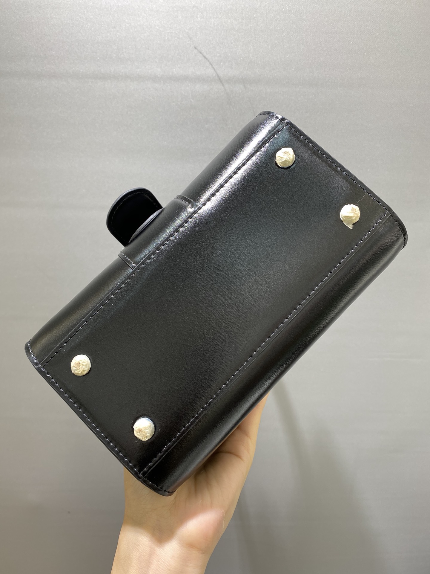 DELVAUX Grained Calfskin Mini Brillant Satchel Light black