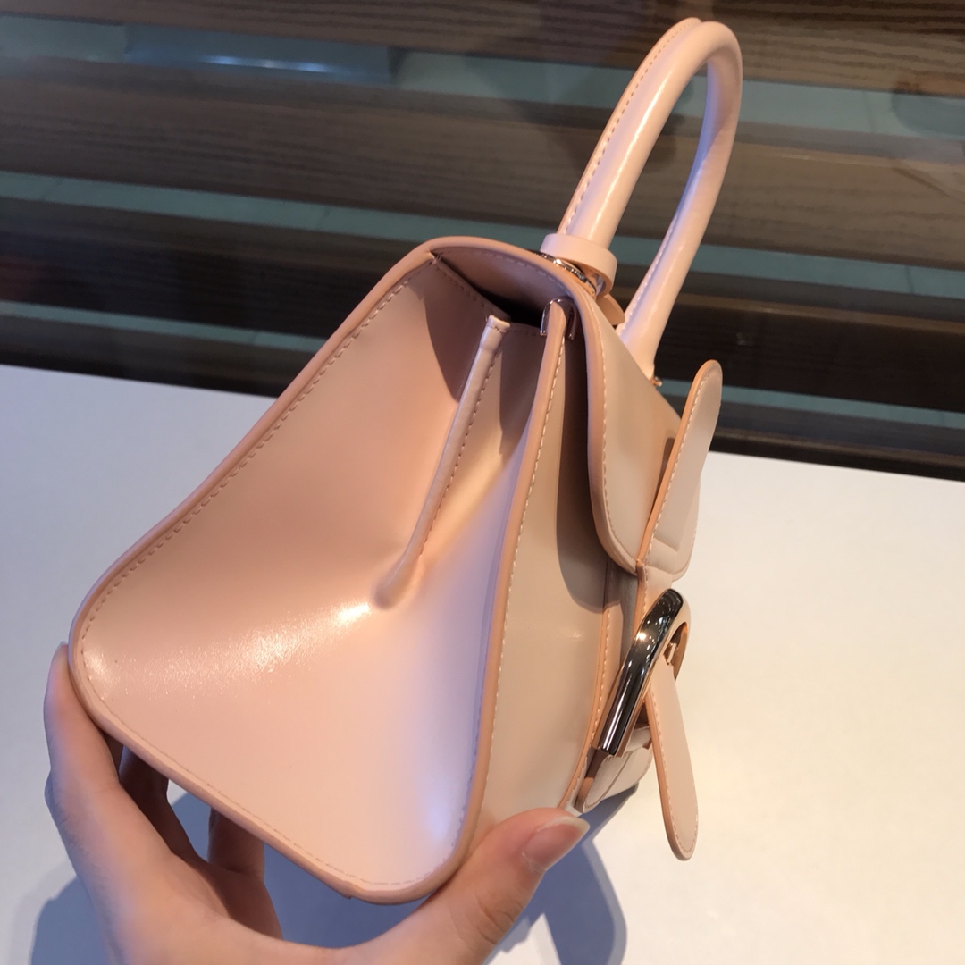 DELVAUX Grained Calfskin Mini Brillant Satchel Light Pink