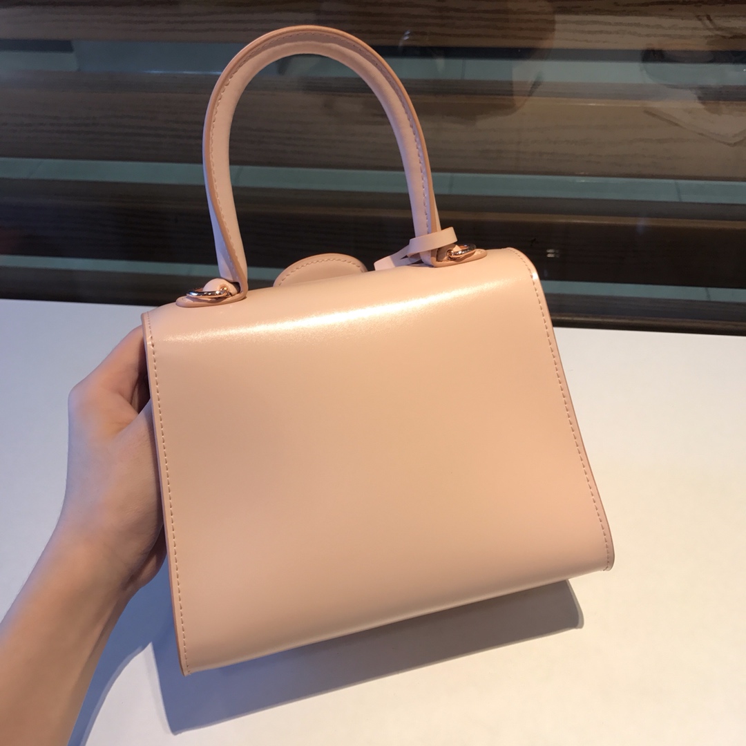 DELVAUX Grained Calfskin Mini Brillant Satchel Light Pink
