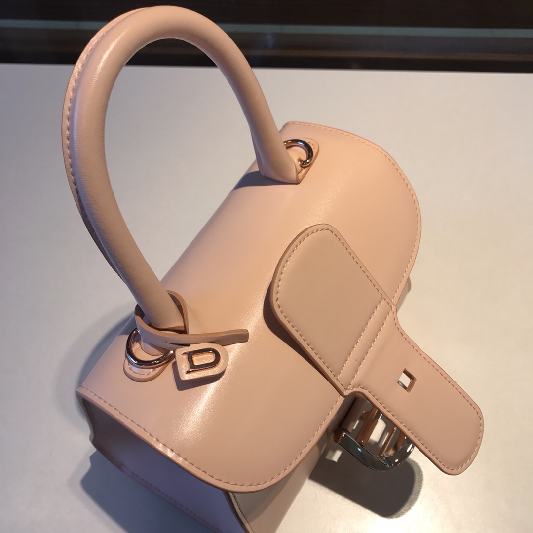 DELVAUX Grained Calfskin Mini Brillant Satchel Light Pink