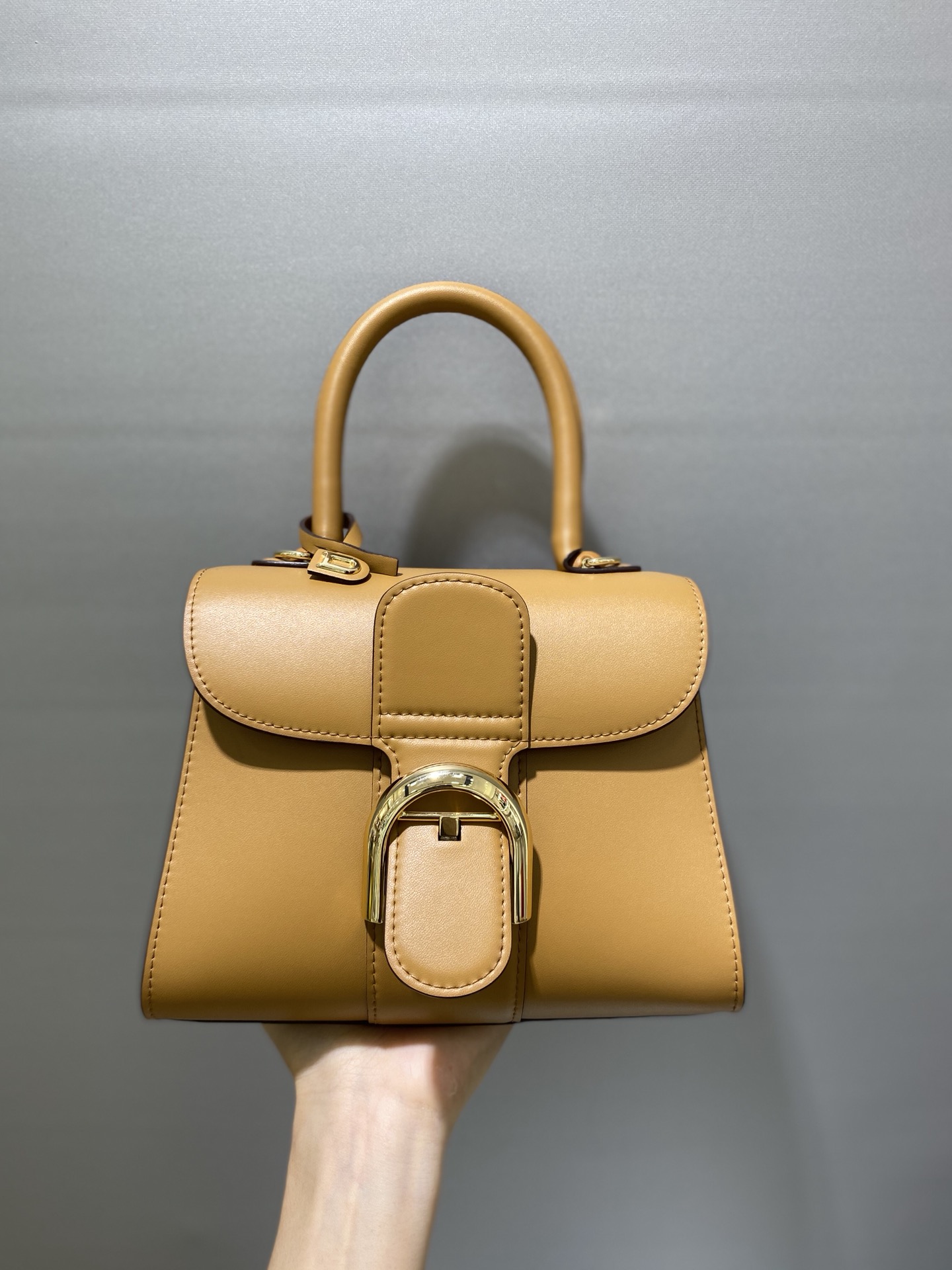 DELVAUX Grained Calfskin Mini Brillant Satchel brown1431298 |