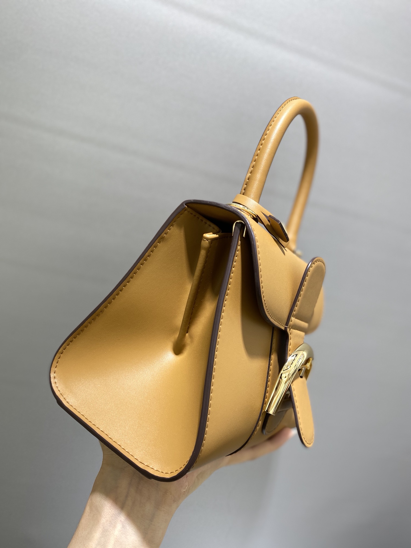 DELVAUX Grained Calfskin Mini Brillant Satchel brown1431298 |
