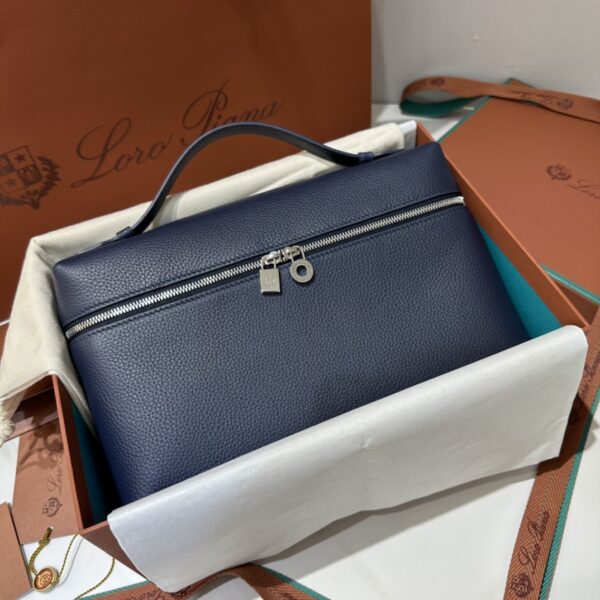 Extra pocket leather handbag Loro Piana Blue in Leather