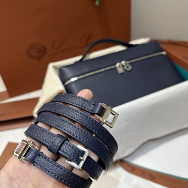 Extra pocket leather handbag Loro Piana Blue in Leather