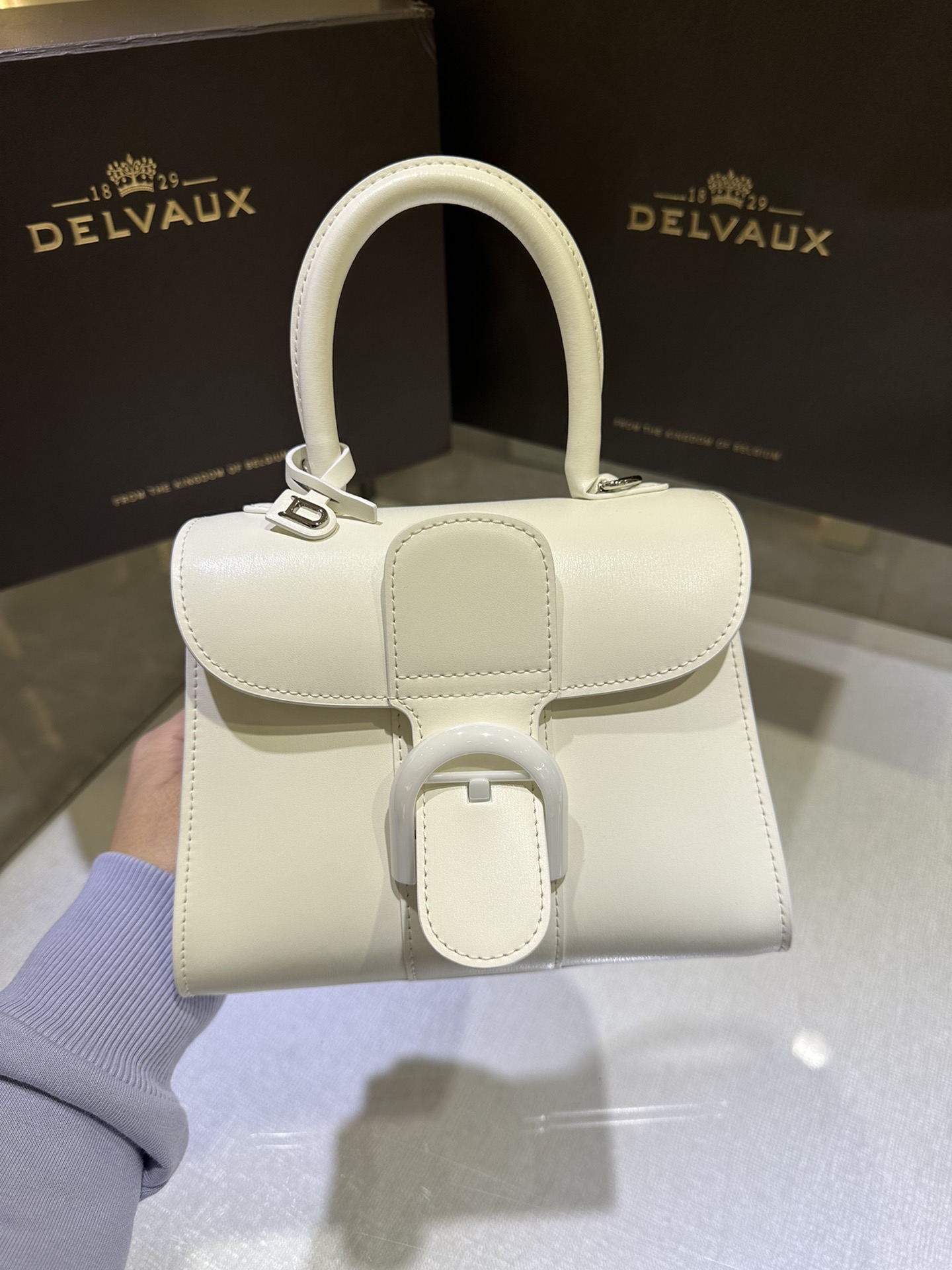 DELVAUX Box Calfskin Mini Brillant Satchel Ivory white1150223