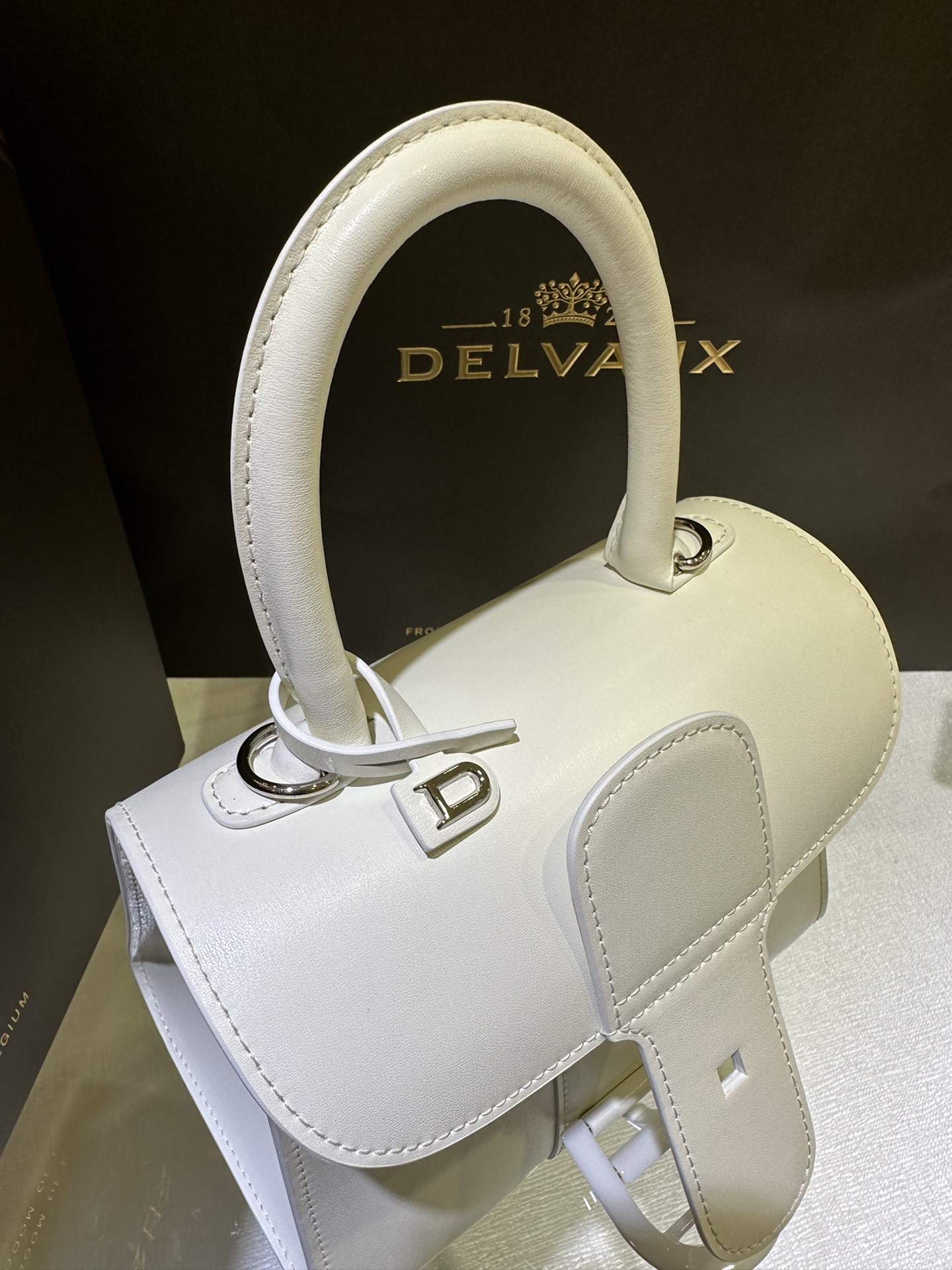 DELVAUX Box Calfskin Mini Brillant Satchel Ivory white1150223