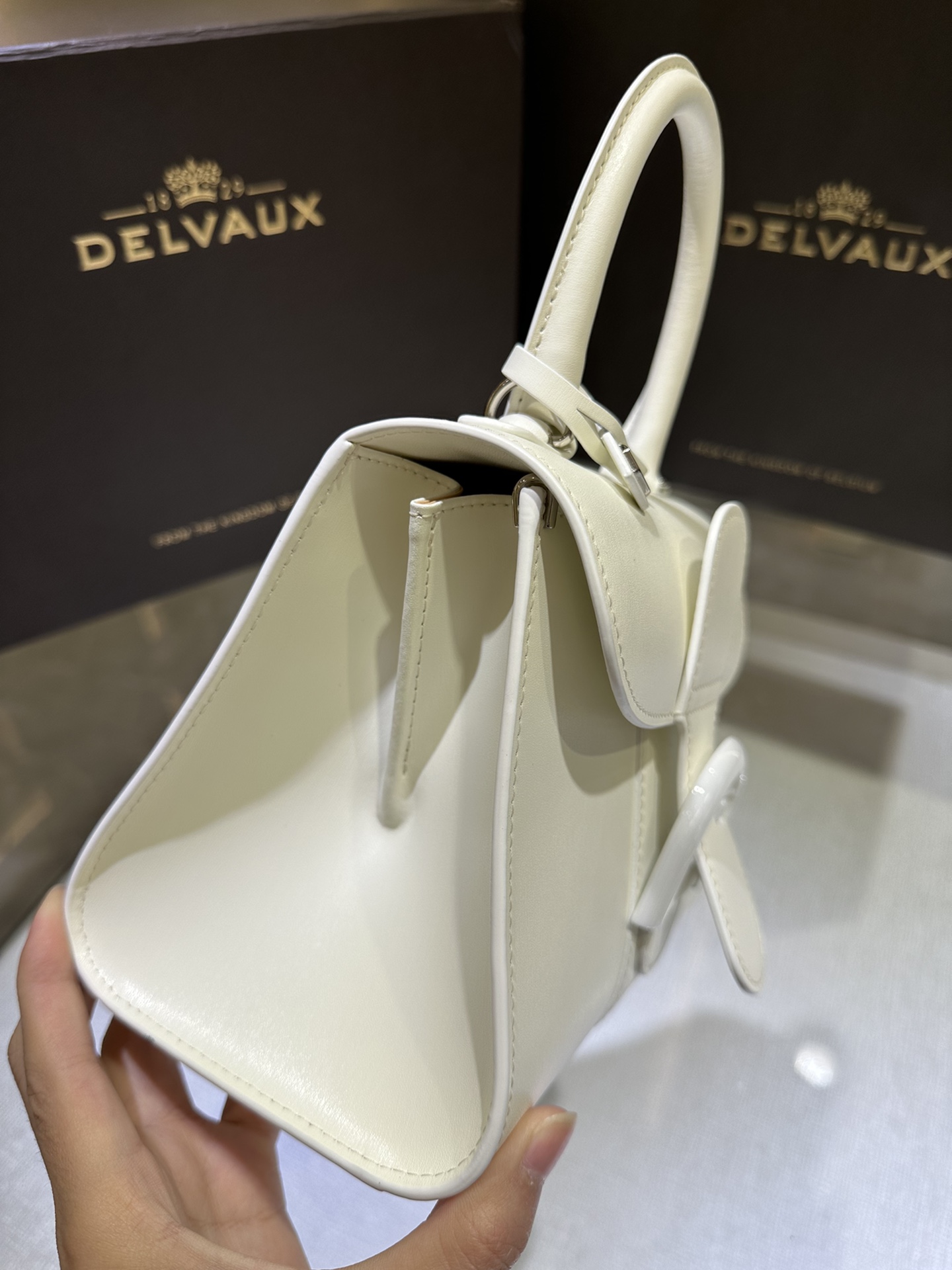 DELVAUX Box Calfskin Mini Brillant Satchel Ivory white1150223