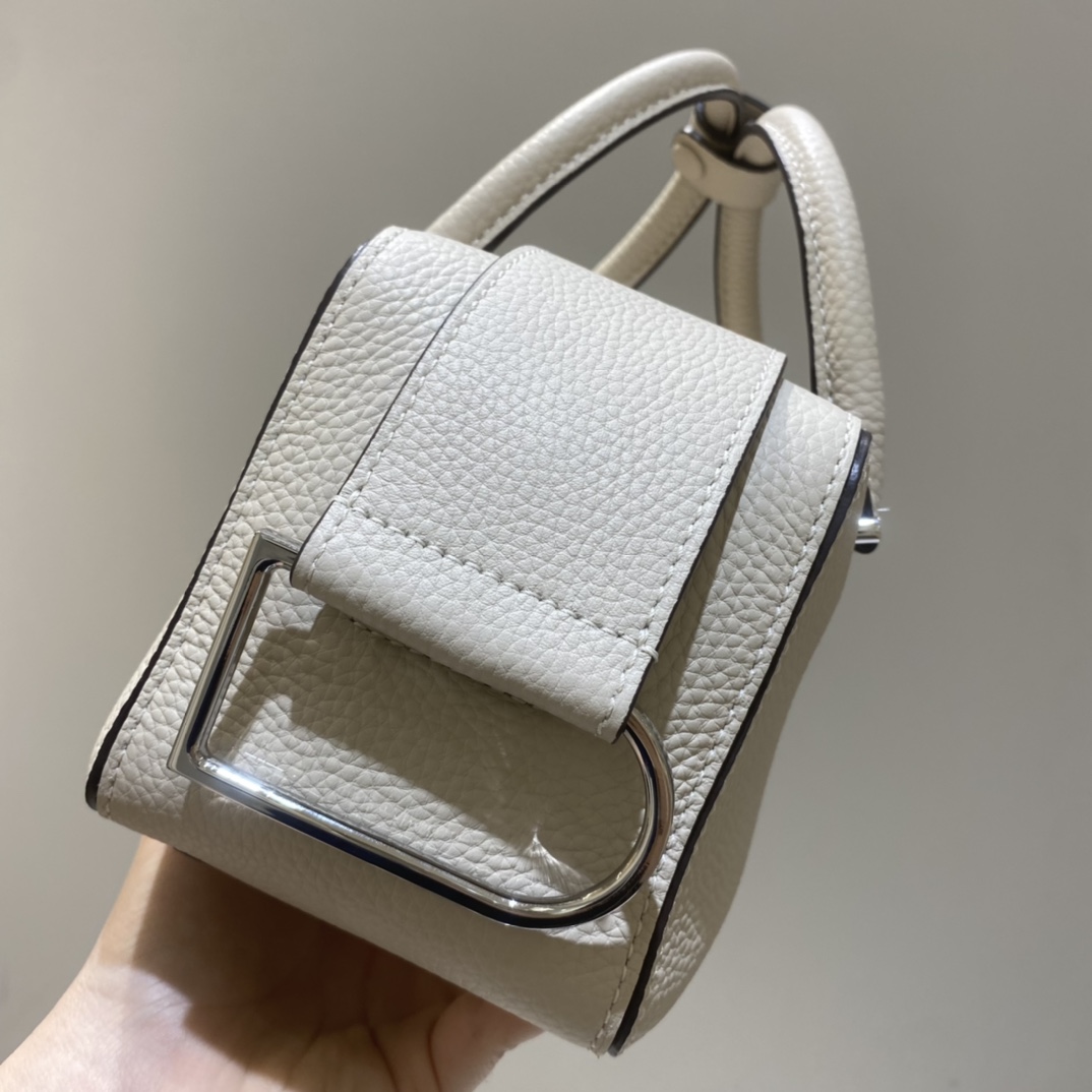 Delvaux Cool Box MM Leather Shoulder Bag White Pony-style
