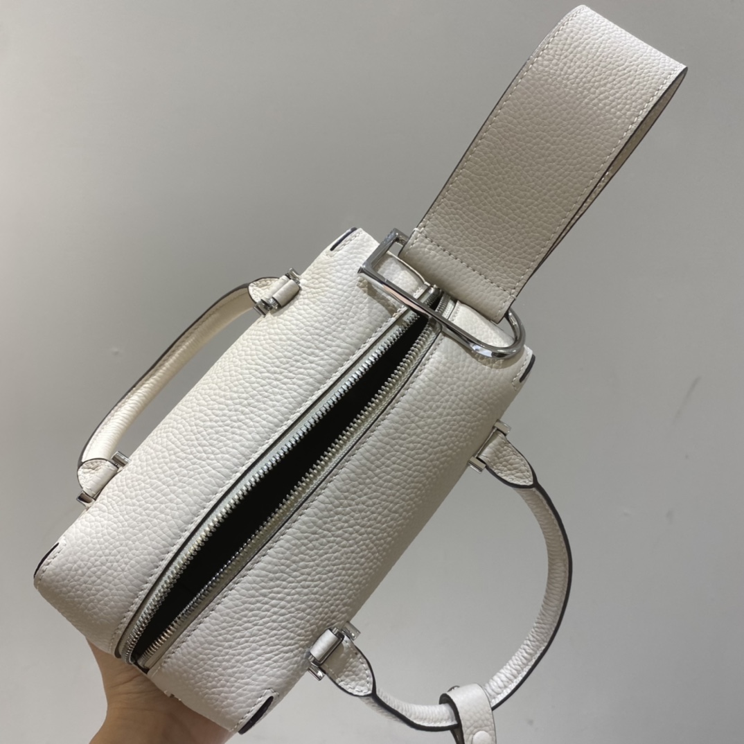 Delvaux Cool Box MM Leather Shoulder Bag White Pony-style