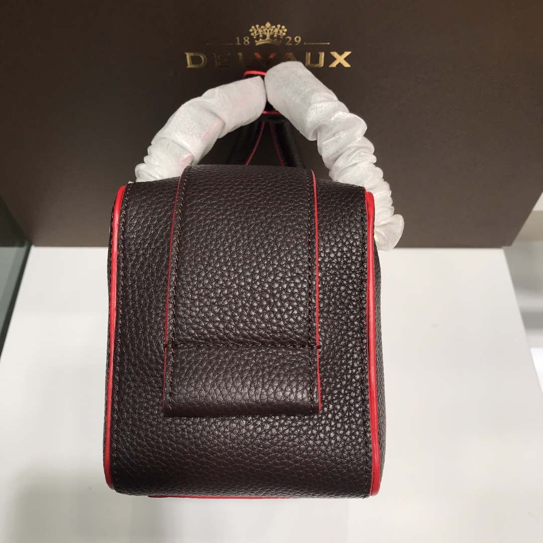 DELVAUX Grained Calfskin Mini Cool Box Satchel Black 636174 |