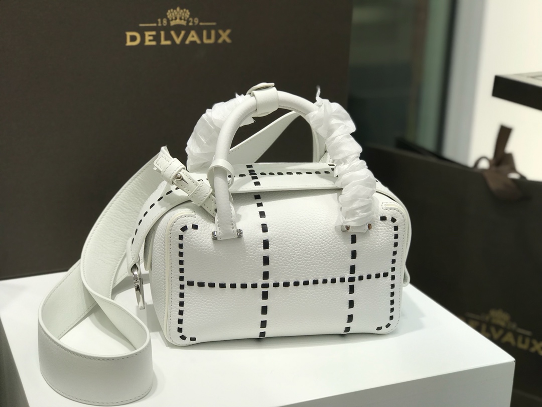 Delvaux Cool Box Mini Hippy - Black /whiteHandle Bags, Handbags -