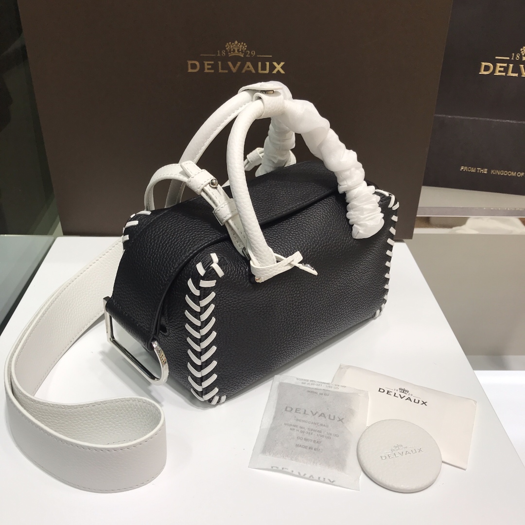 Cool box leather handbag Delvaux Multicolour in Leather bag black