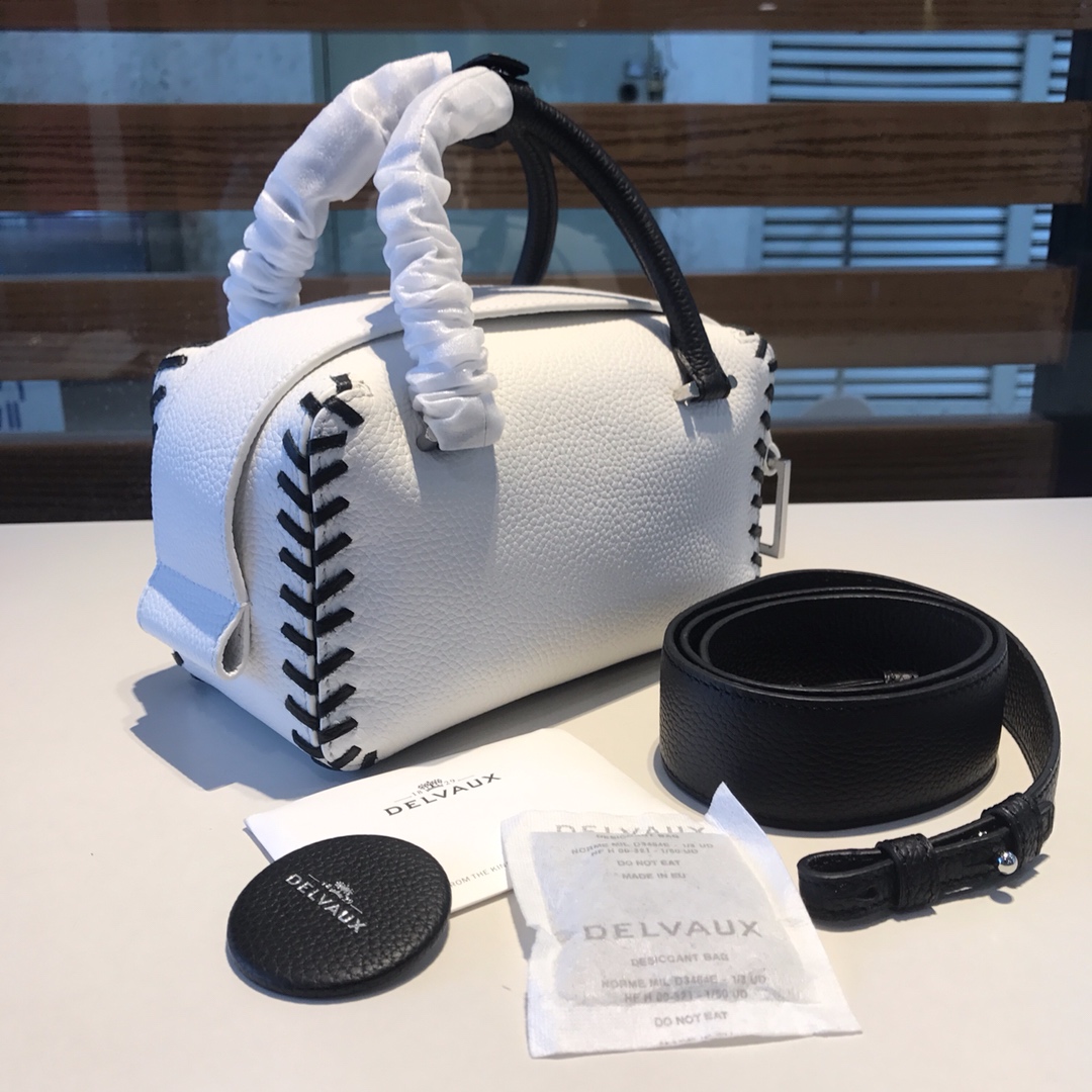 Delvaux Cool Box Mini Hippy - Black /whiteHandle Bags, Handbags -