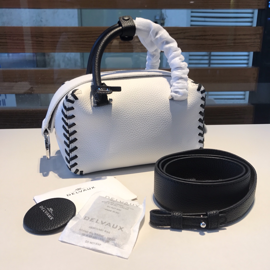 Delvaux Cool Box Mini Hippy - Black /whiteHandle Bags, Handbags -