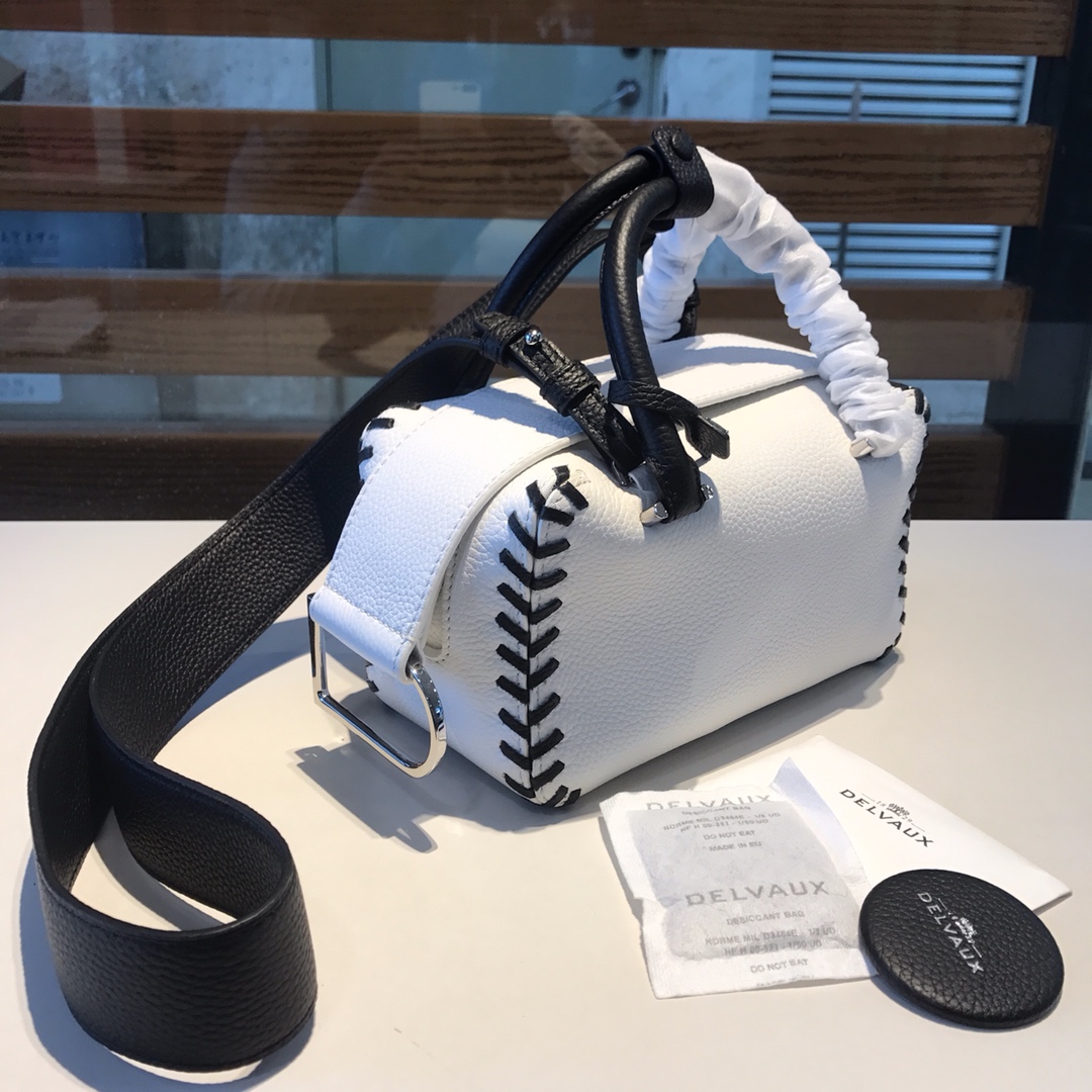 Delvaux Cool Box Mini Hippy – Black /whiteHandle Bags, Handbags –