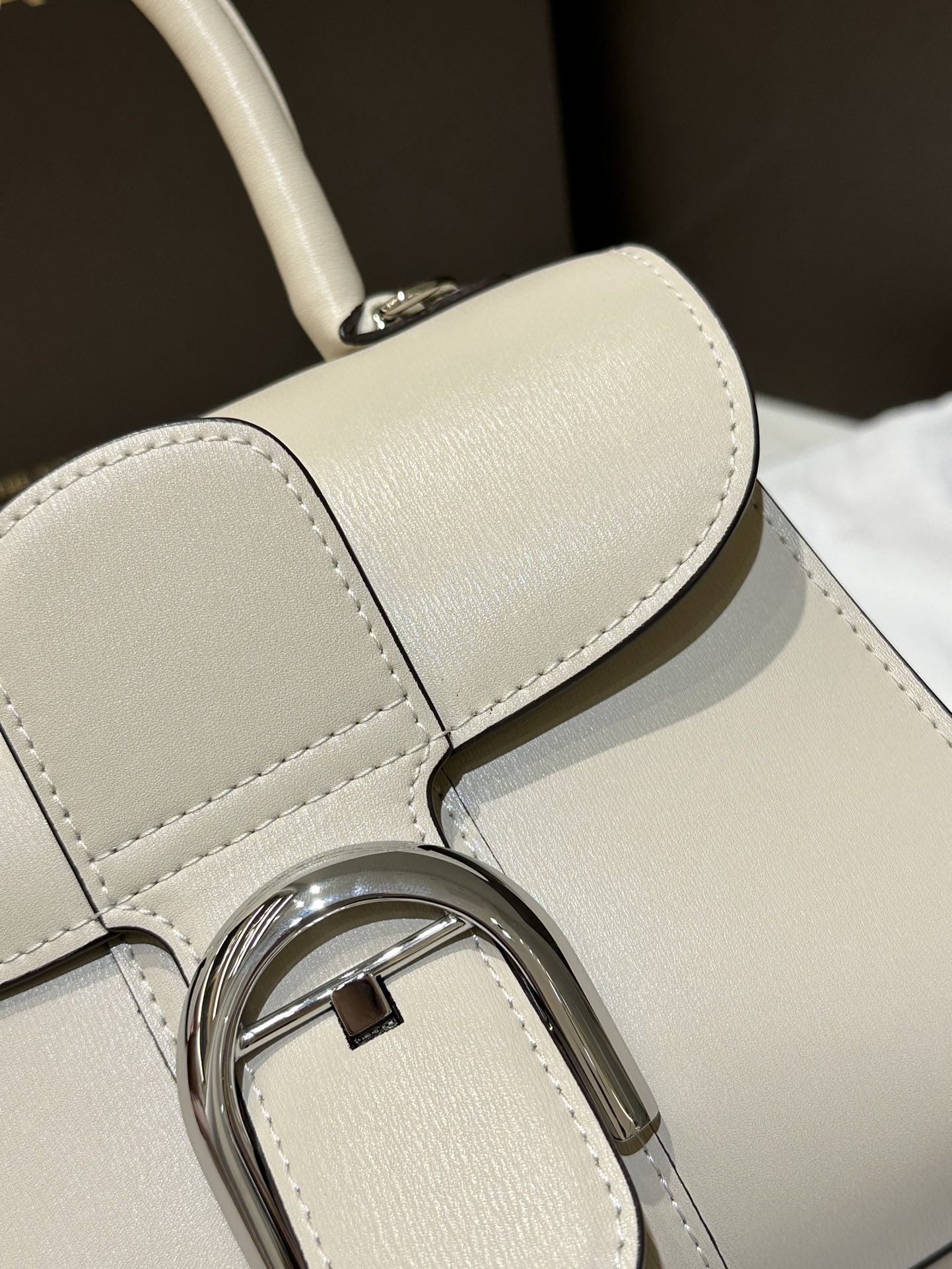 DELVAUX Box Calfskin Mini Brillant Satchel Ivory 1172448