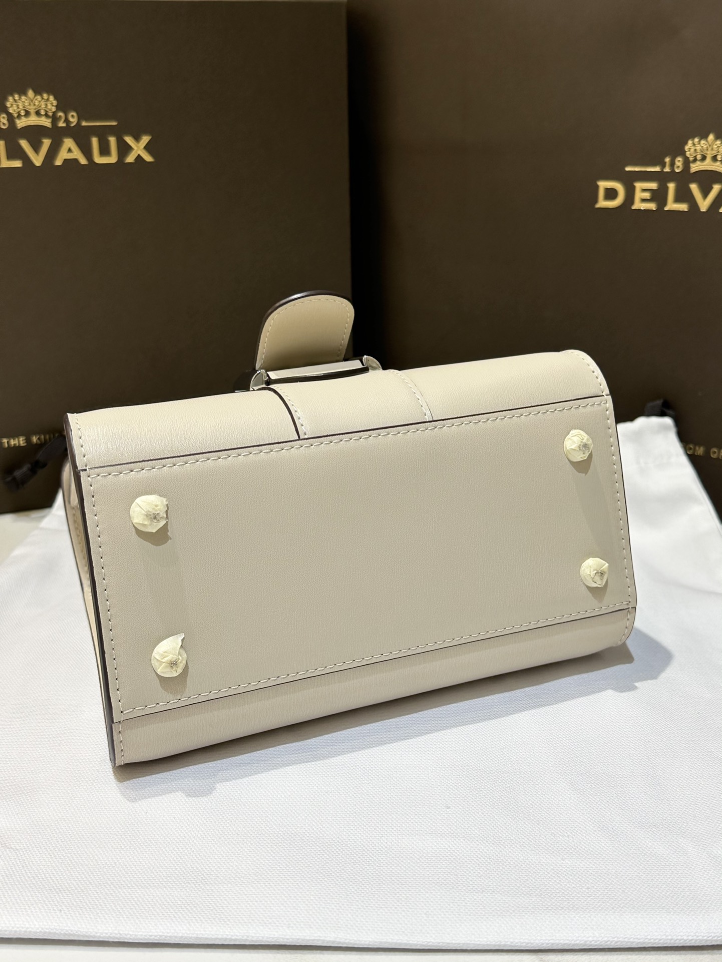 DELVAUX Box Calfskin Mini Brillant Satchel Ivory 1172448