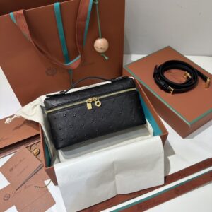 Extra pocket leather crossbody bag Loro Piana Black in Leath