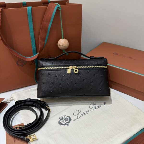 Extra pocket leather crossbody bag Loro Piana Black in Leath