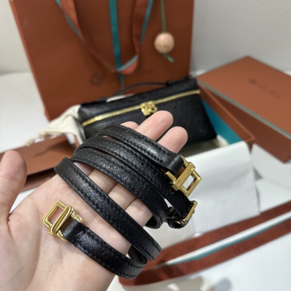 Extra pocket leather crossbody bag Loro Piana Black in Leath