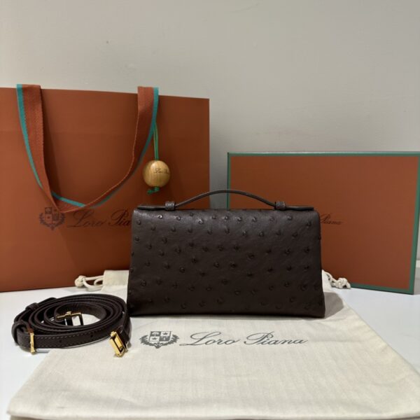 Extra pocket leather crossbody bag Loro Piana brown in Leath