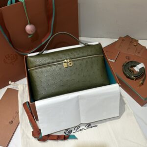 Extra pocket leather crossbody bag Loro Piana green dark  in Leath