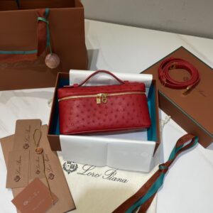 Extra pocket leather crossbody bag Loro Piana red in Leath