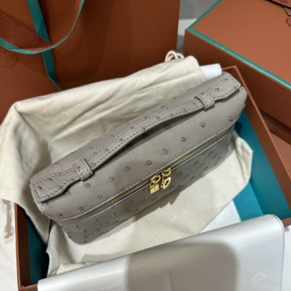 Extra pocket leather crossbody bag Loro Piana gray in Leath