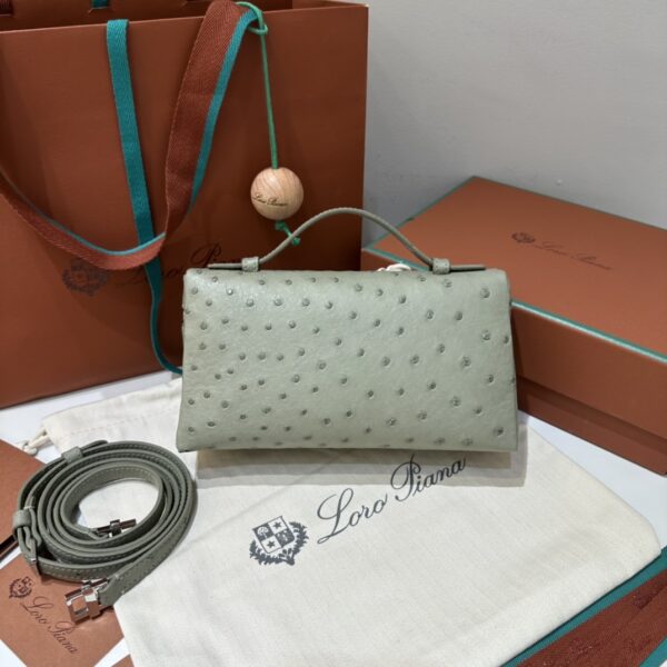 Extra pocket leather crossbody bag Loro Piana green in Leath