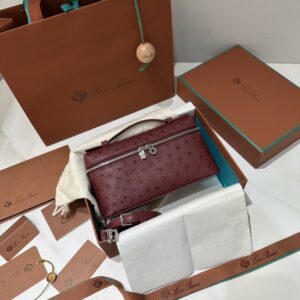 Extra pocket leather crossbody bag Loro Piana dark red in Leath