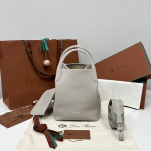 Bale Micro leather crossbody bag in gray – Loro Piana |