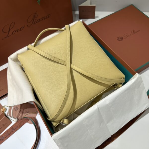 Loro Piana Extra Pocket backpack L23.5 - Grained Calfskin yelow