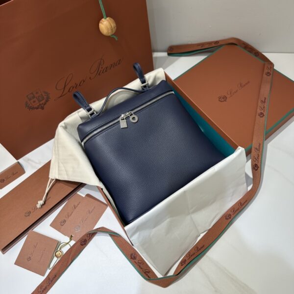 oro Piana Extra Pocket Backpack L23.5 bag blue Eucalyptus Silver ...