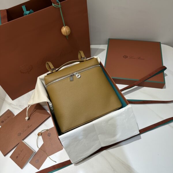 oro Piana Extra Pocket Backpack L23.5 bag brown Eucalyptus Silver ...