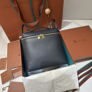 Loro Piana Extra Pocket backpack L23.5 Grained Calfskin Blue Navy/Sun