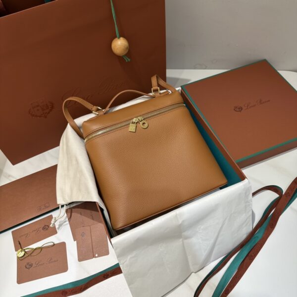 Fashionphile LORO PIANA Grained Calfskin L23.5 Extra Pocket Backpack Warm Tan 1440955