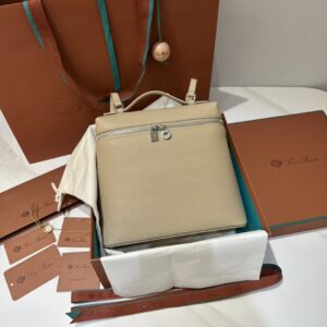 Buy Loro Piana Burgundy Extra Pocket Backpack bag beige in Grained