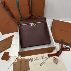 Loro Piana Burgundy Extra Pocket Backpack in Grained