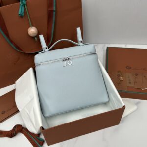 Loro Piana Grained Calfskin L23.5 Extra Pocket bag blue Backpack …