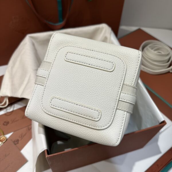 Loro Piana Micro Bale bag Grained Calfskin Dark Lichen white | Loro Piana