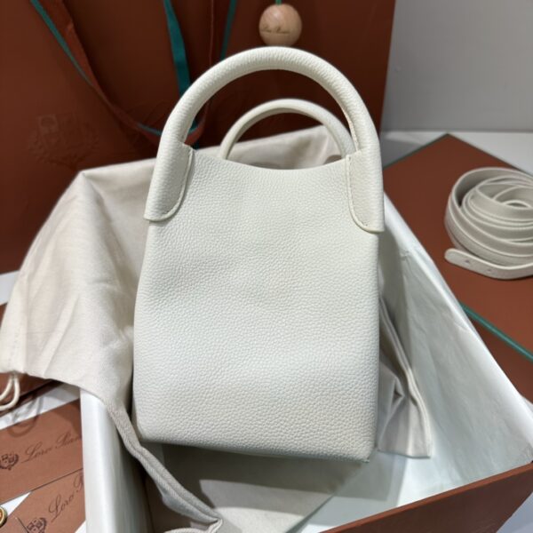 Loro Piana Micro Bale bag Grained Calfskin Dark Lichen white | Loro Piana