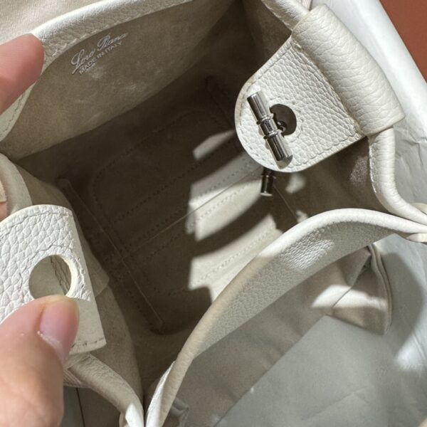 Loro Piana Micro Bale bag Grained Calfskin Dark Lichen white | Loro Piana