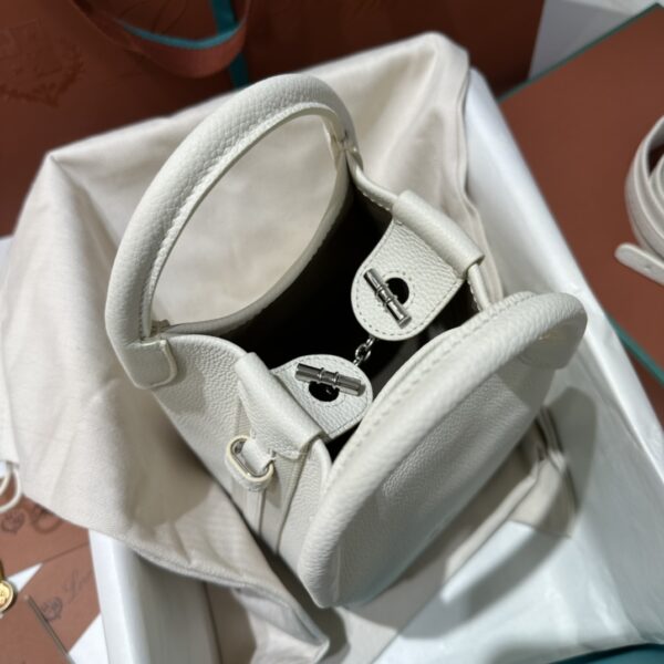 Loro Piana Micro Bale bag Grained Calfskin Dark Lichen white | Loro Piana