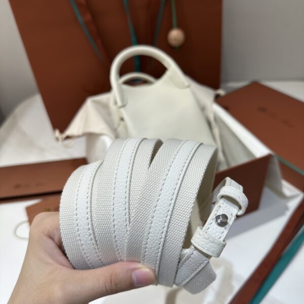 Loro Piana Micro Bale bag Grained Calfskin Dark Lichen white | Loro Piana