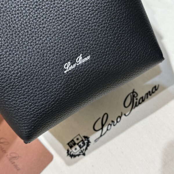 Loro Piana Micro Bale bag Grained Calfskin Dark Lichen black| Loro Piana