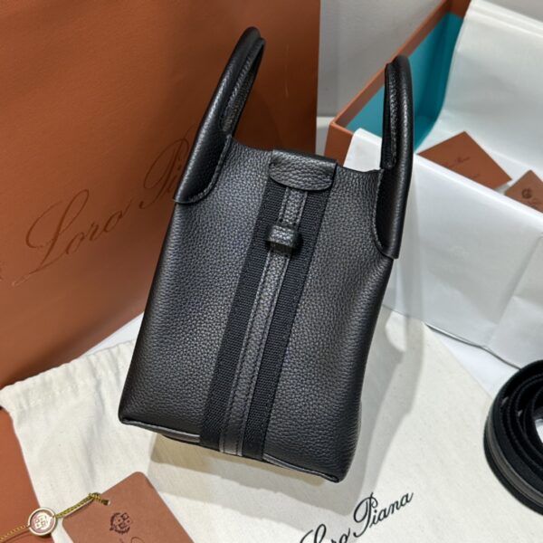 Loro Piana Micro Bale bag Grained Calfskin Dark Lichen black| Loro Piana