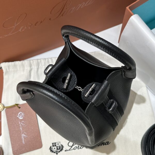 Loro Piana Micro Bale bag Grained Calfskin Dark Lichen black| Loro Piana