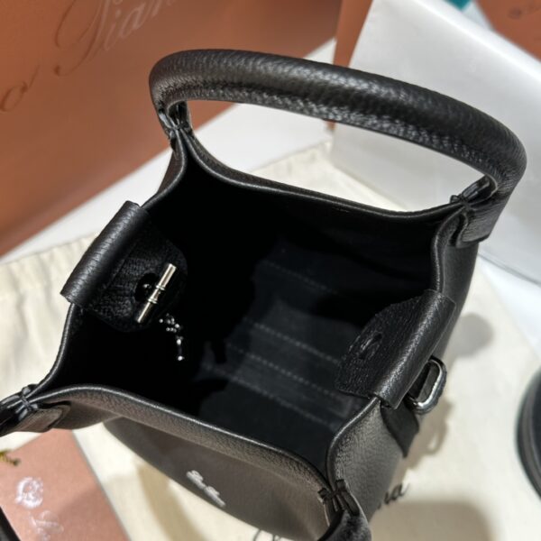 Loro Piana Micro Bale bag Grained Calfskin Dark Lichen black| Loro Piana