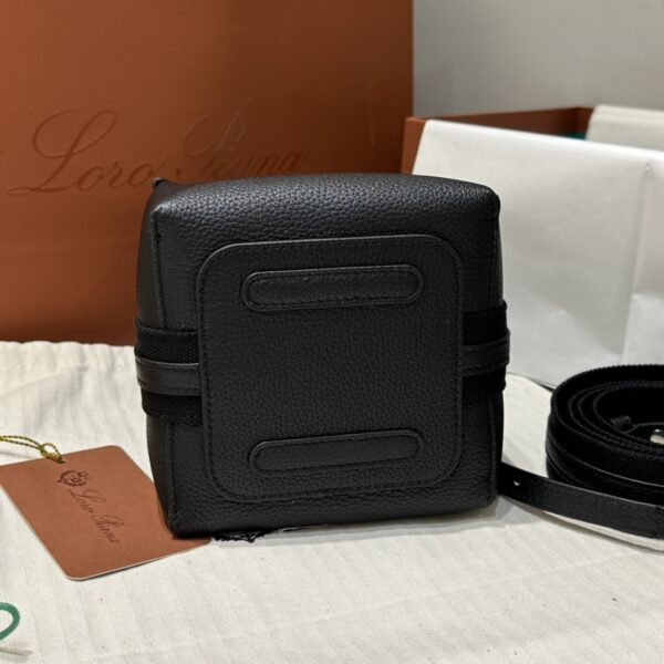 Loro Piana Micro Bale bag Grained Calfskin Dark Lichen black| Loro Piana