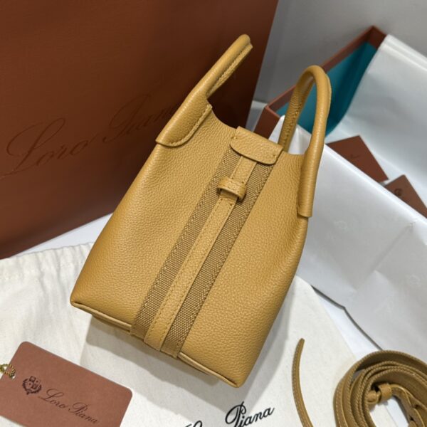 Loro Piana Micro Bale bag Grained Calfskin Dark Lichen yellow | Loro Piana
